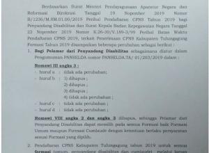 Pengumuman CPNS Kabupaten Tulungagung Tahun 2019