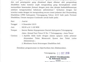 Undangan Resmi Pelamar CPNS dari Penyandang Disabilitas